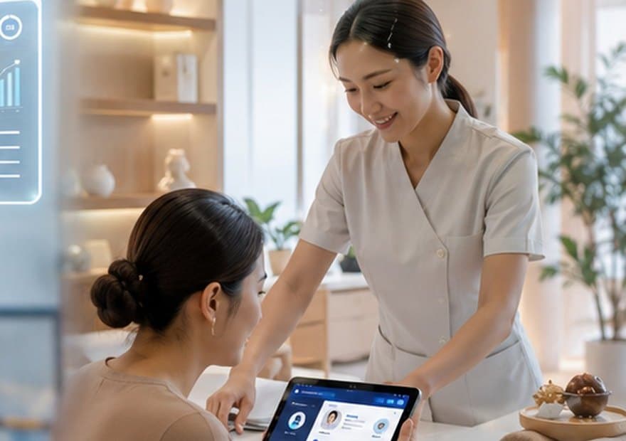 Ilustrasi penggunaan TheraHub — Spa & Massage Business Management